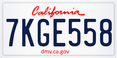 CA license plate 7KGE558