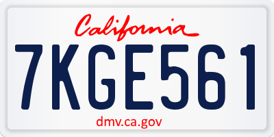 CA license plate 7KGE561