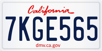 CA license plate 7KGE565