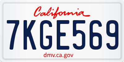 CA license plate 7KGE569