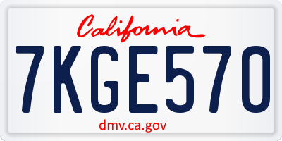 CA license plate 7KGE570