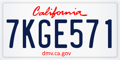 CA license plate 7KGE571