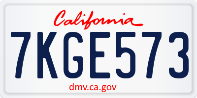 CA license plate 7KGE573