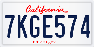 CA license plate 7KGE574