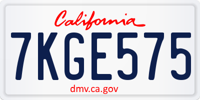 CA license plate 7KGE575