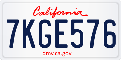 CA license plate 7KGE576