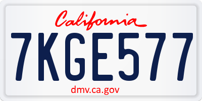 CA license plate 7KGE577
