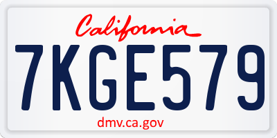CA license plate 7KGE579