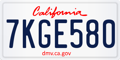 CA license plate 7KGE580