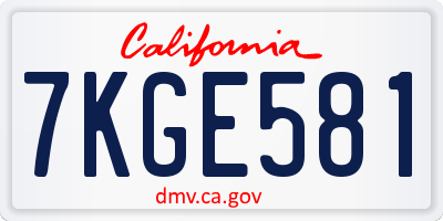 CA license plate 7KGE581