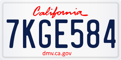 CA license plate 7KGE584