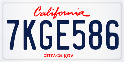 CA license plate 7KGE586