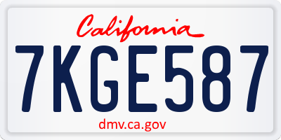 CA license plate 7KGE587