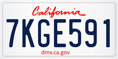 CA license plate 7KGE591