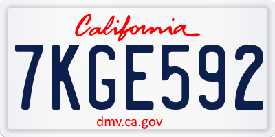 CA license plate 7KGE592