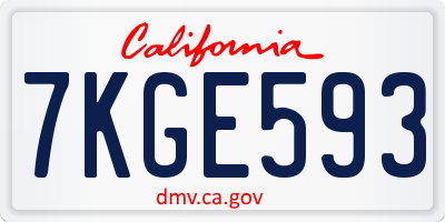 CA license plate 7KGE593