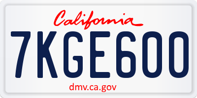 CA license plate 7KGE600