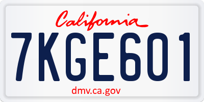 CA license plate 7KGE601