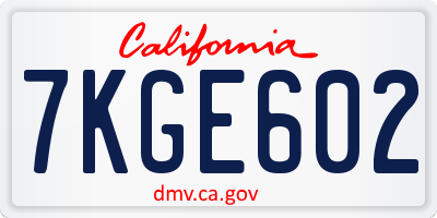 CA license plate 7KGE602