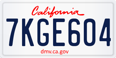 CA license plate 7KGE604