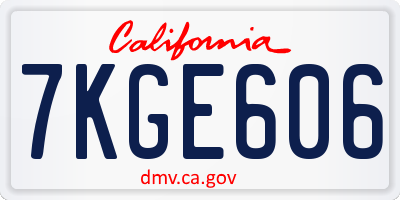 CA license plate 7KGE606