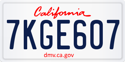 CA license plate 7KGE607