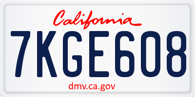 CA license plate 7KGE608