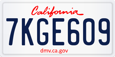 CA license plate 7KGE609