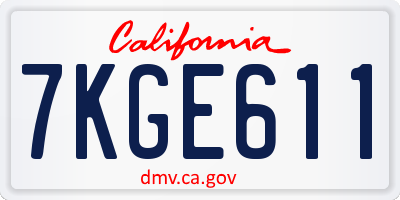 CA license plate 7KGE611