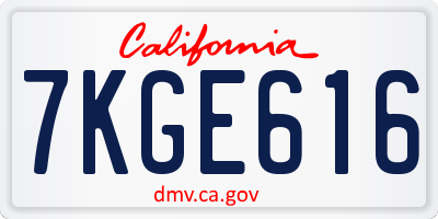 CA license plate 7KGE616