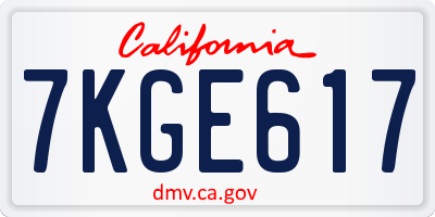 CA license plate 7KGE617