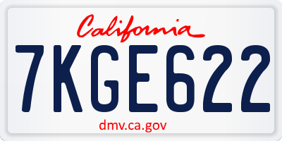 CA license plate 7KGE622