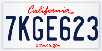 CA license plate 7KGE623