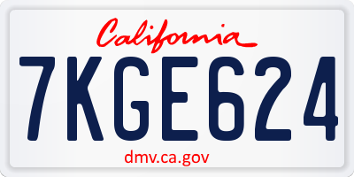 CA license plate 7KGE624