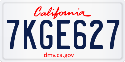 CA license plate 7KGE627
