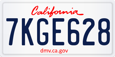 CA license plate 7KGE628