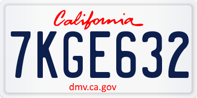 CA license plate 7KGE632