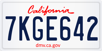 CA license plate 7KGE642