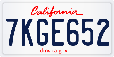 CA license plate 7KGE652