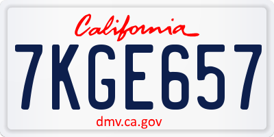 CA license plate 7KGE657