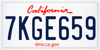 CA license plate 7KGE659
