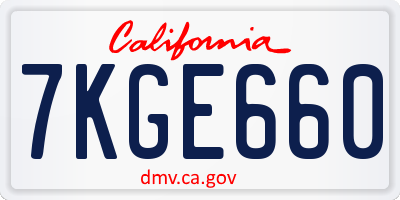 CA license plate 7KGE660