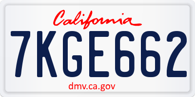 CA license plate 7KGE662