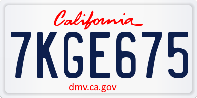 CA license plate 7KGE675