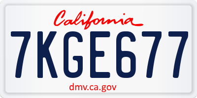 CA license plate 7KGE677
