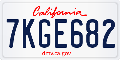 CA license plate 7KGE682