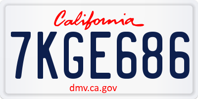 CA license plate 7KGE686