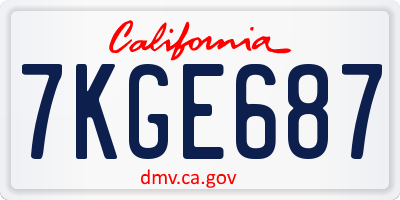 CA license plate 7KGE687