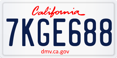 CA license plate 7KGE688