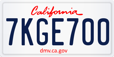 CA license plate 7KGE700